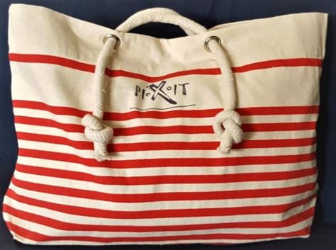 Grand Sac De Plage Rouge Style Marin En Coton Canvas Anses En