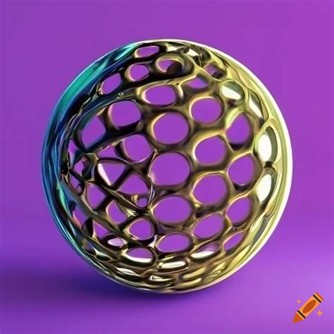 Abstract holographic hollow sphere with pearlescent texture on purple ...