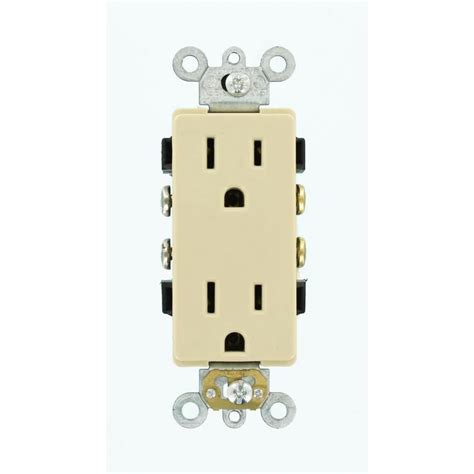 Leviton Decora 15 Amp Industrial Grade Heavy Duty Self Grounding Duplex Outlet Ivory The Home