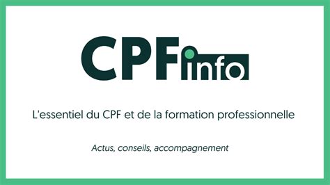 L Essentiel Sur Le Compte Personnel De Formation CPF Info