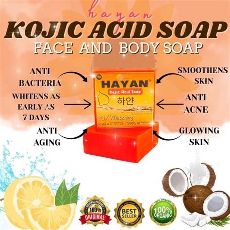 Hayan Kojic Acid Soap 10x Skin Whitening Remove Dark Spots Clear Dark Areas Clears Skin