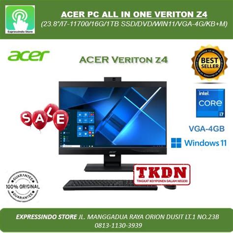 Jual ACER PC ALL IN ONE VERITON Z4 0055 23 8 I7 11700 16G 1TB SSD VGA