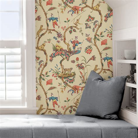 Scs3845 Ecru Chinoise Exotique Scalamandre Self Adhesive Wallpaper