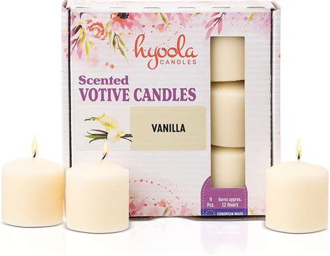 Hyoola Scented Votive Candles Vanilla Votive Candles 12 Hour Burn Time 9 Pack European