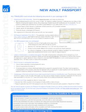 Fillable Online Obtain A New Adult Passport G3 Visas Passports Fax