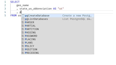 PostgreSQL Intellisense For Column Names Breaks After Using An Alias