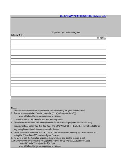 Excel Formula For Calculation Distance From Two Points | PDF | Latitude ...