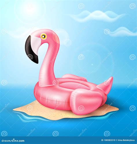 Vector Flamingo Inflatable Pool Ring on Beach Stock Vector ...