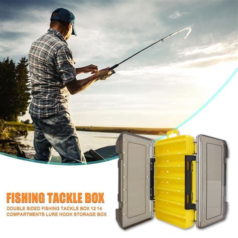 Double Sided Fishing Tackle Box 14 Compartments Bait Lure Hook Box