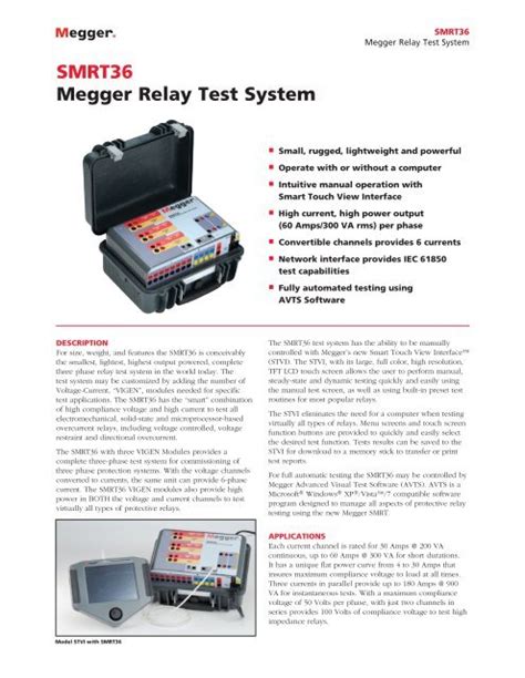 Smrt Megger Relay Test System Electro Rent Corporation