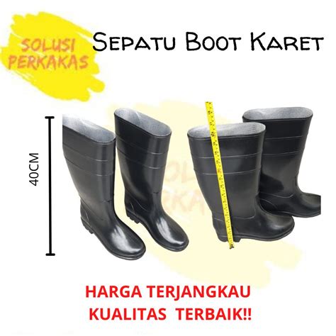 Jual Sepatu Boot Tinggi Hitam APD Karet Lentur Kontruksi Proyek