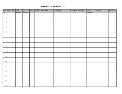 Shipping Log Template