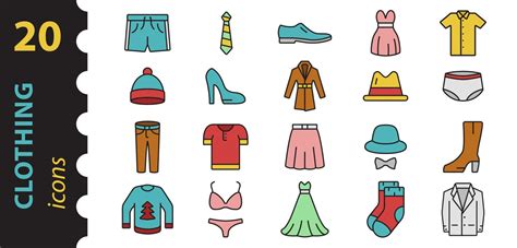 iconos de ropa en color símbolo de estilo plano simple ilustración