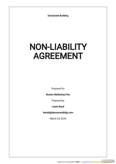 Liability Agreement Template Prntbl Concejomunicipaldechinu Gov Co