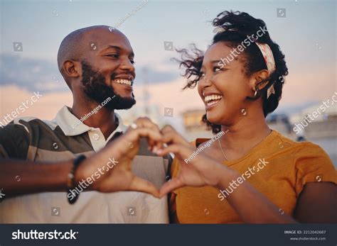 Black Couple Heart Hand Celebrate Relationship Stock Photo 2212042687