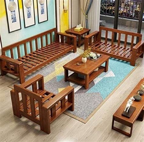 Rectangular 5 Seater Modern Style Wooden Sofa Set For Home At Rs 80000