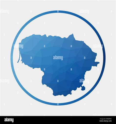 Lithuania Icon Polygonal Map Of The Country In Gradient Ring Round