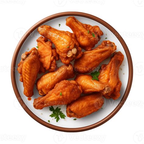 Ai Generated A Plate Of Chicken Wings Isolated On A Transparent