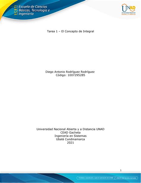 Calculo Integral Tarea 1 El Concepto De Integral Diego Antonio