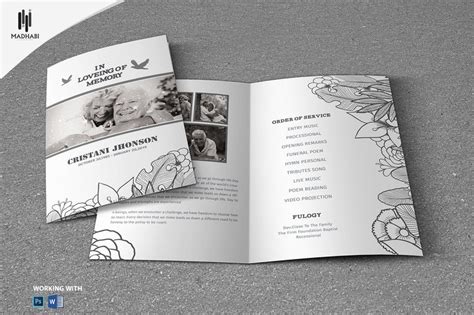 Black & White Funeral Program Template Celebration of Life Editable ...