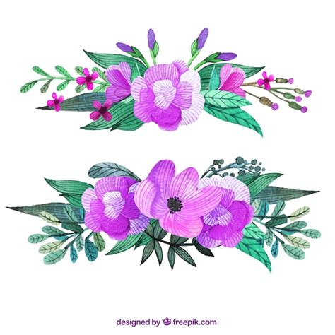 Ramillete de flores de color púrpura Vector Premium