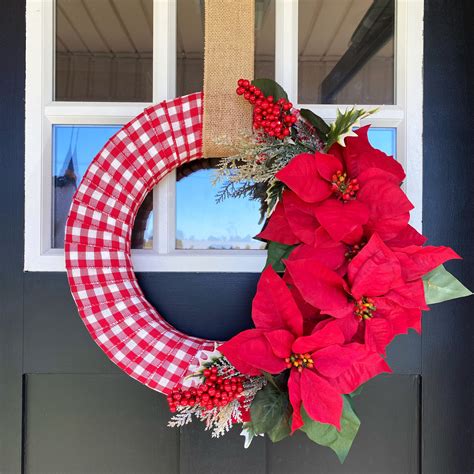 Diy Red And White Buffalo Check Christmas Wreath Katie Drane Blog