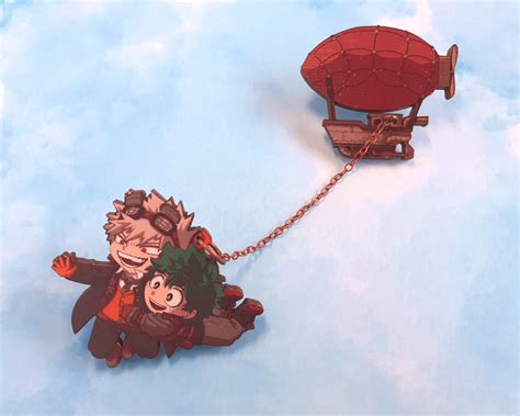 Bnha Steampunk Bakugou And Deku Connected Wooden Pin Etsy New Zealand