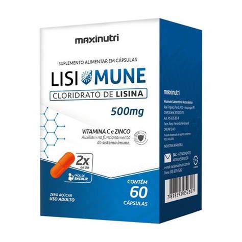 Lisimune Lisina Vitamina C Zinco C Psulas Loja Maxinutri