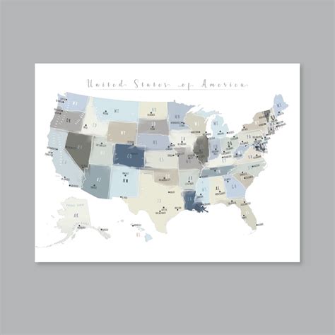 United States Map Wall Art Printable United States Map Print Usa Map