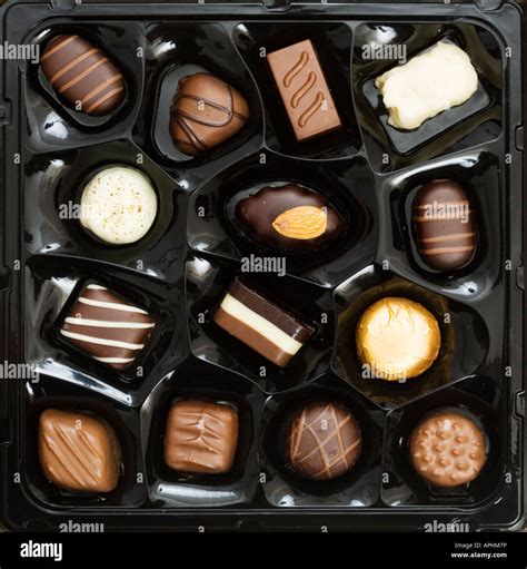 Closeup Of A Box Of Belgian Chocolates Stock Photo Alamy