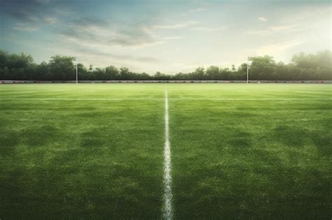 Premium AI Image Textured Soccer Field With Evening Light Center