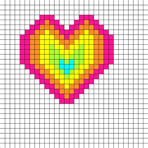 Rainbow Heart Perler Bead Pattern