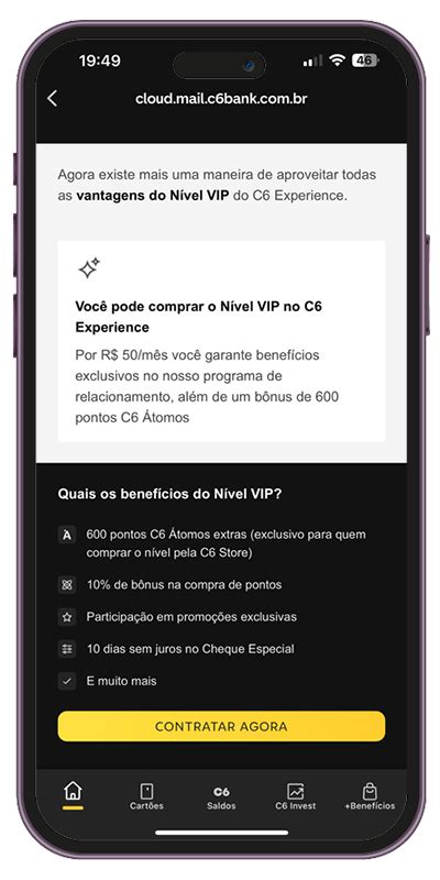 C6 Bank passa a vender Nível VIP no C6 Experience Cartões Milhas e