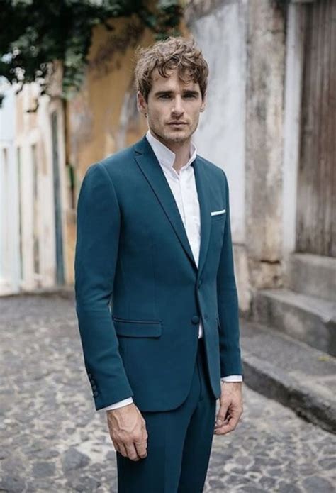 Men Teal Blue Suits Groom Suit Piece Suits Wedding Suits Men