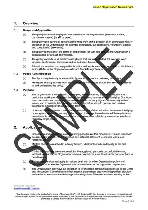 Grievance Policy Template