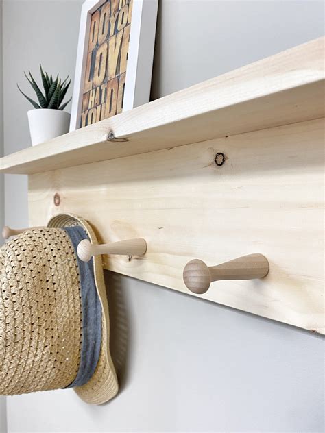 Shelf With Hooks Towel Rack Wooden Peg Rail Wooden Peg Etsy Canada