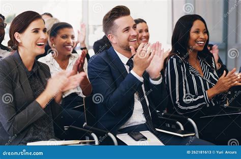 Business People Applause And Conference Audience Crowd And Tradeshow