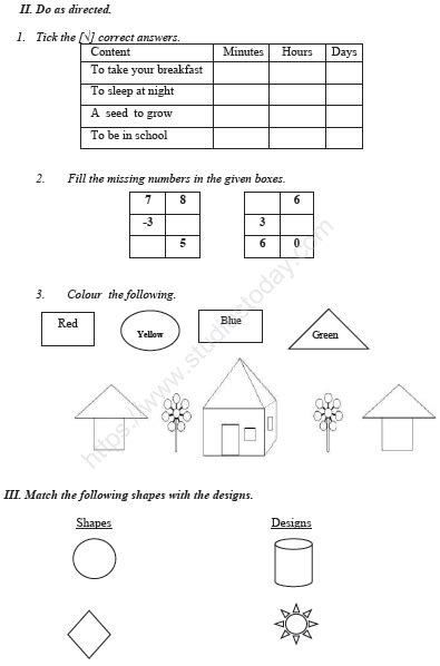 Cbse Class 3 Maths Sample Paper Set I