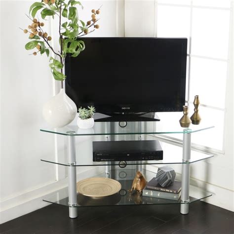 Glass Metal 44 Inch Corner Tv Stand 11527607 Shopping