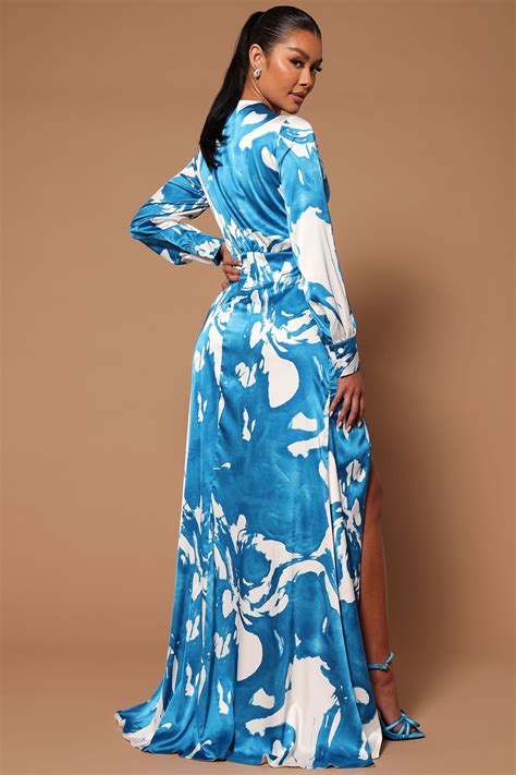 Melissa Satin Maxi Dress Turquoise Fashion Nova