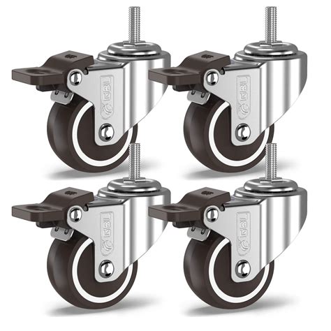 Gbl Heavy Duty Swivel Casters With Brakes Screws Mm M X Mm