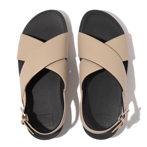 Fitflop Lulu Cross Back Strap Sandals Leather Latte Beige