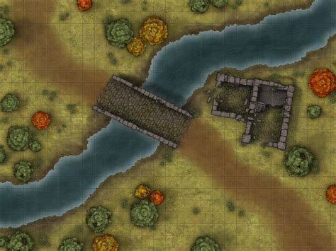 Forest Bridge And Tower Ruins [battlemap] R Inkarnate