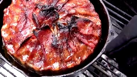 Giant Bacon Wrapped Stuffed Burger In Cast Iron On The Grill Youtube