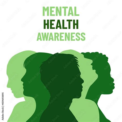 Mental Health Awareness. Poster with different people on green ...