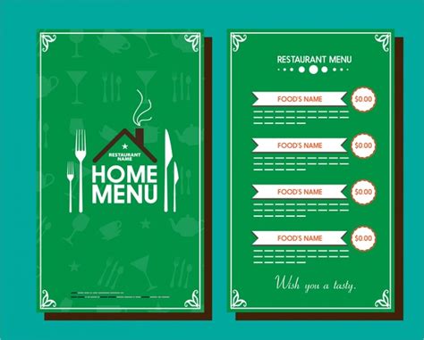 Restaurant Menu Template Vignette Design On Green Background Vectors Graphic Art Designs In