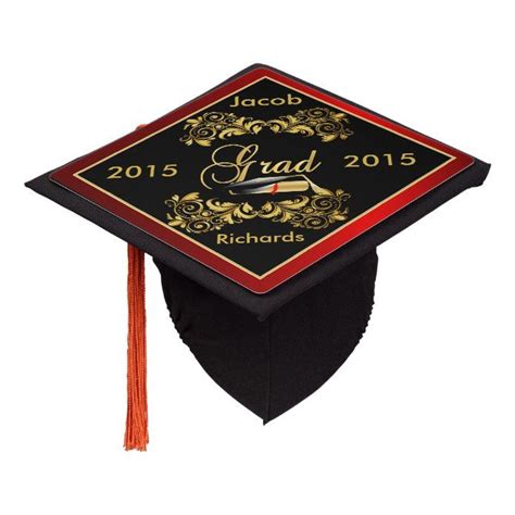 Black And Gold Graduation Cap Topper