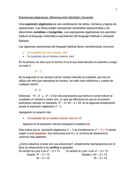 Expresiones Algebraicas DIFERENCIA Entre Identidades Y