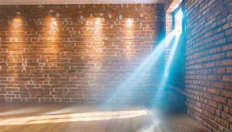 Premium Photo Empty Room With Bricks Wall And Light Beam Effect Used