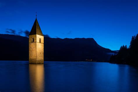 Submerged Church Tower of Graun, Lake Reschen/Resia, Italy